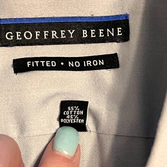 Geoffrey Beene Sateen Shirt  Men's Size 17-34/35 Button Up Fitted  No Iron‎ - Picture 4 of 6